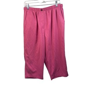 Elastic Waist Cropped Pants Womens Pink‎ Casual Trousers